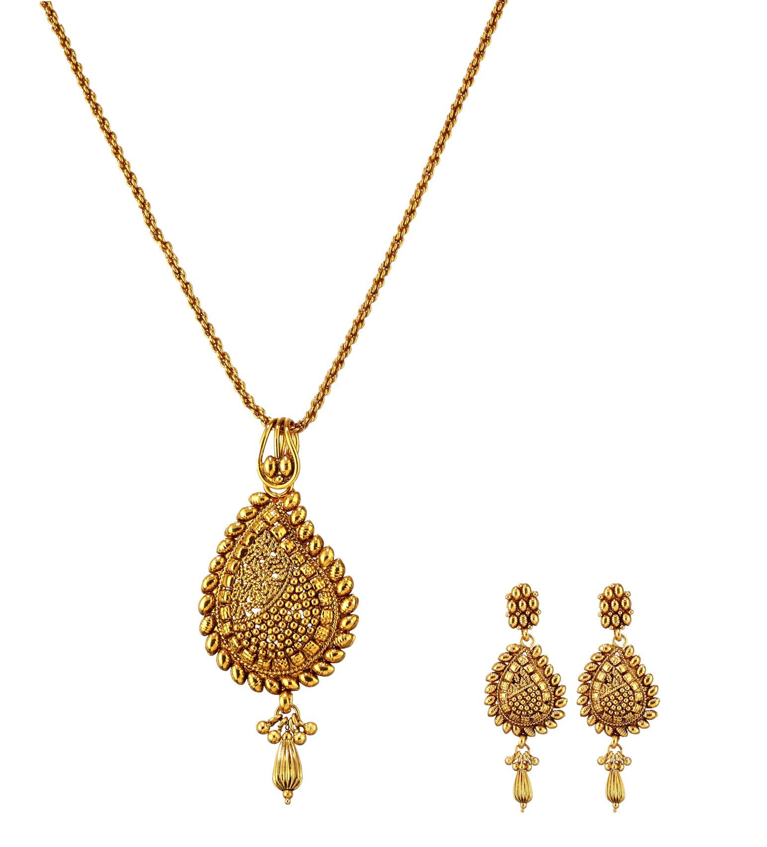 Antique Gold Toned Chain Pendant Set