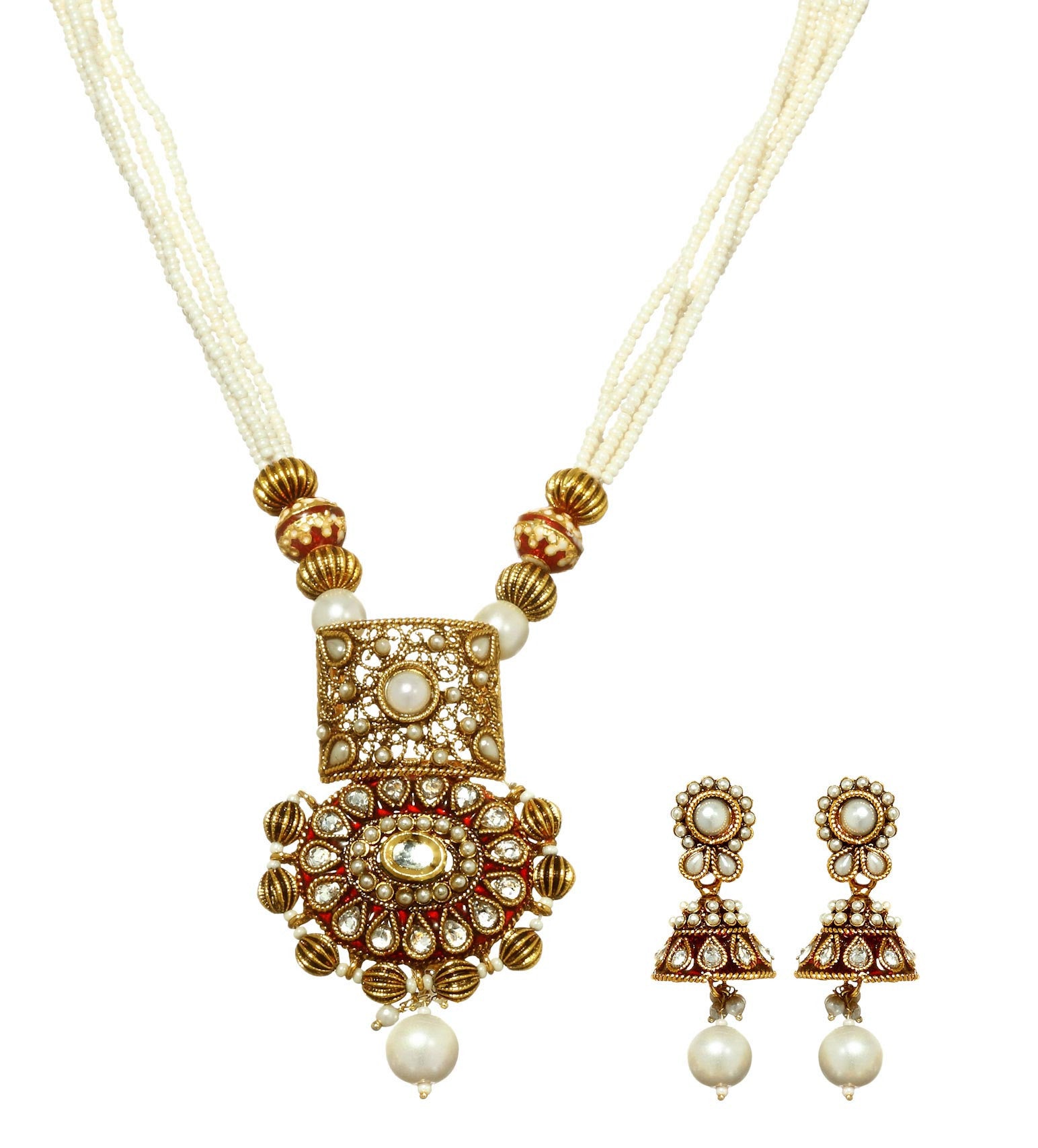 White Stone Studded Trendy Mala Set