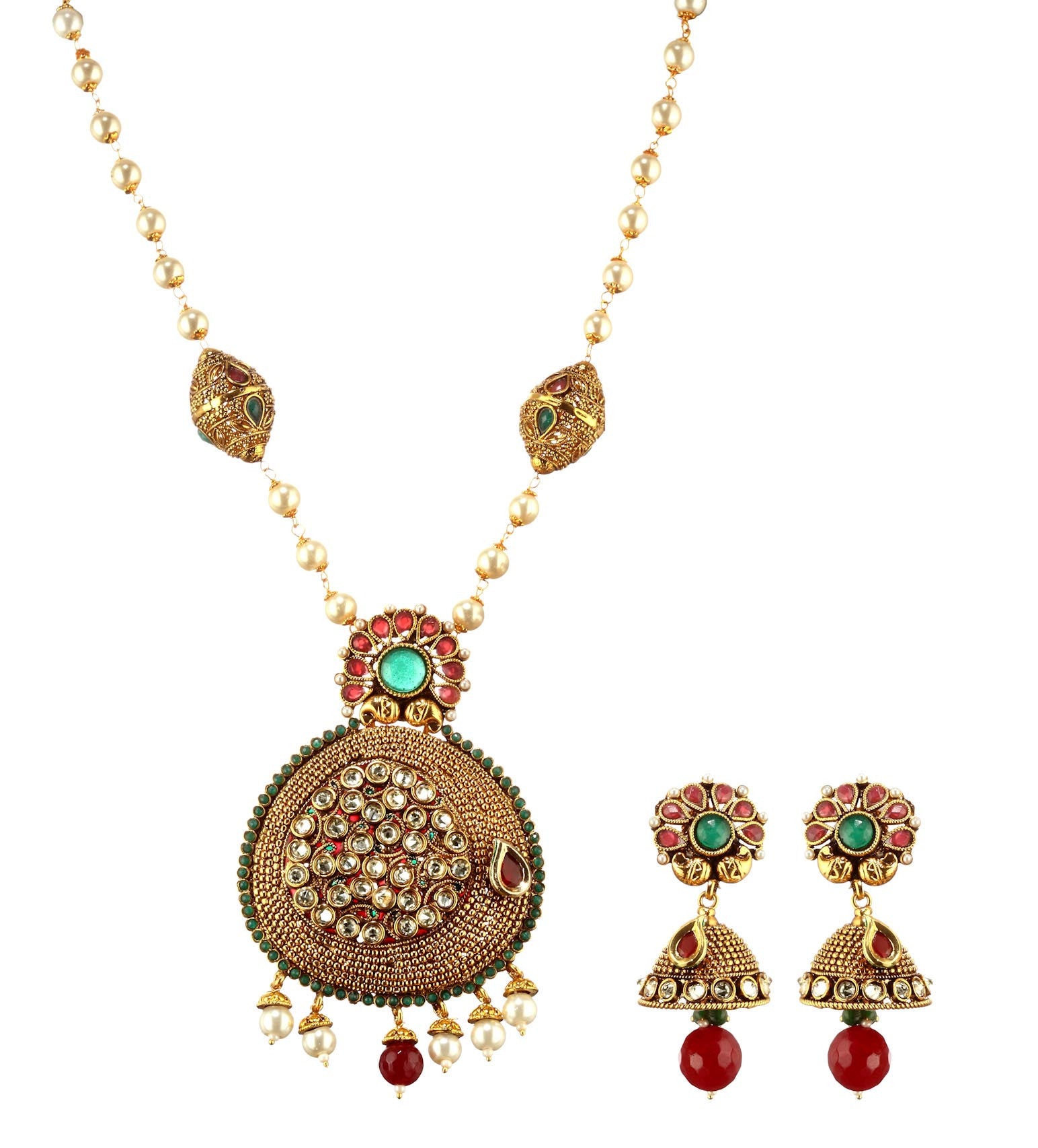 Rajasthani Semi-Stone Studded Chain Pendant Set