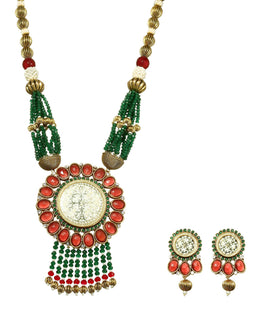 Green Stone Studded Designer Mughlai Mala Set