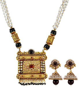 Black Stone Studded Designer Mala Set