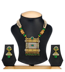 Green Stone Studded Designer Mala Set