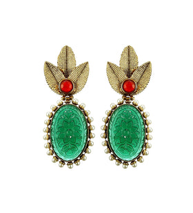 Green Stone Studded Designer Pendant Set