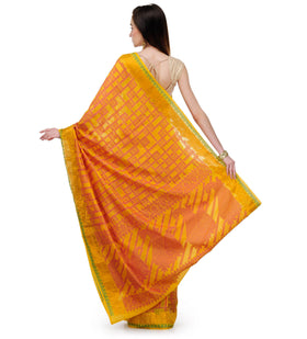 Yellow Chanderi Cotton Banarasi Saree