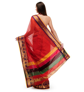 Rust Supernet Banarasi Saree