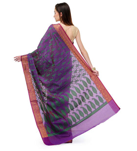 Violet Chanderi Cotton Banarasi Saree