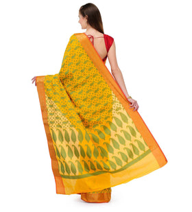 Yellow Chanderi Cotton Banarasi Saree