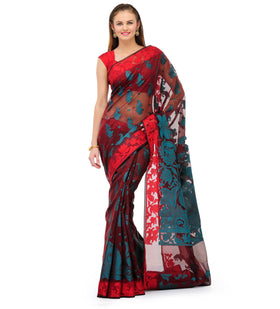 Maroon Supernet Banarasi Saree