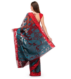 Maroon Supernet Banarasi Saree