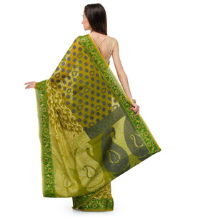 Green Chanderi Cotton Banarasi Saree