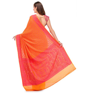 Orange Handloom Khaddi Chiffon Saree