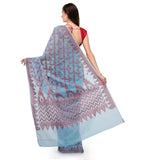 Sky Blue Supernet Banarasi Saree