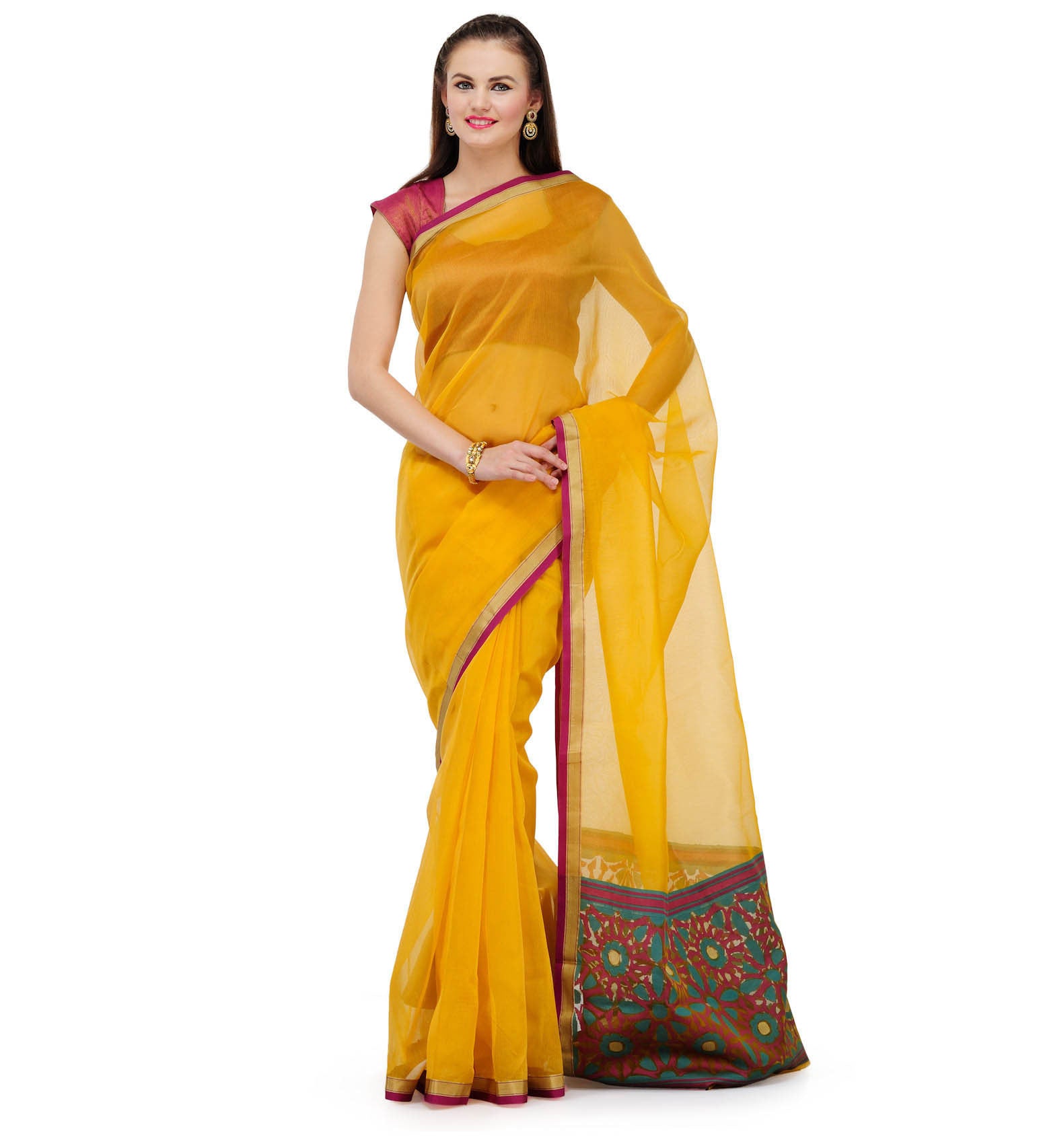 Yellow Supernet Banarasi Saree