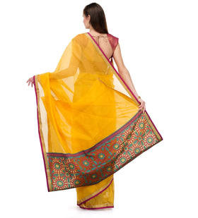 Yellow Supernet Banarasi Saree