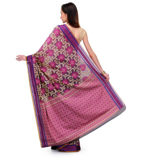 Purple Chanderi Cotton Banarasi Saree