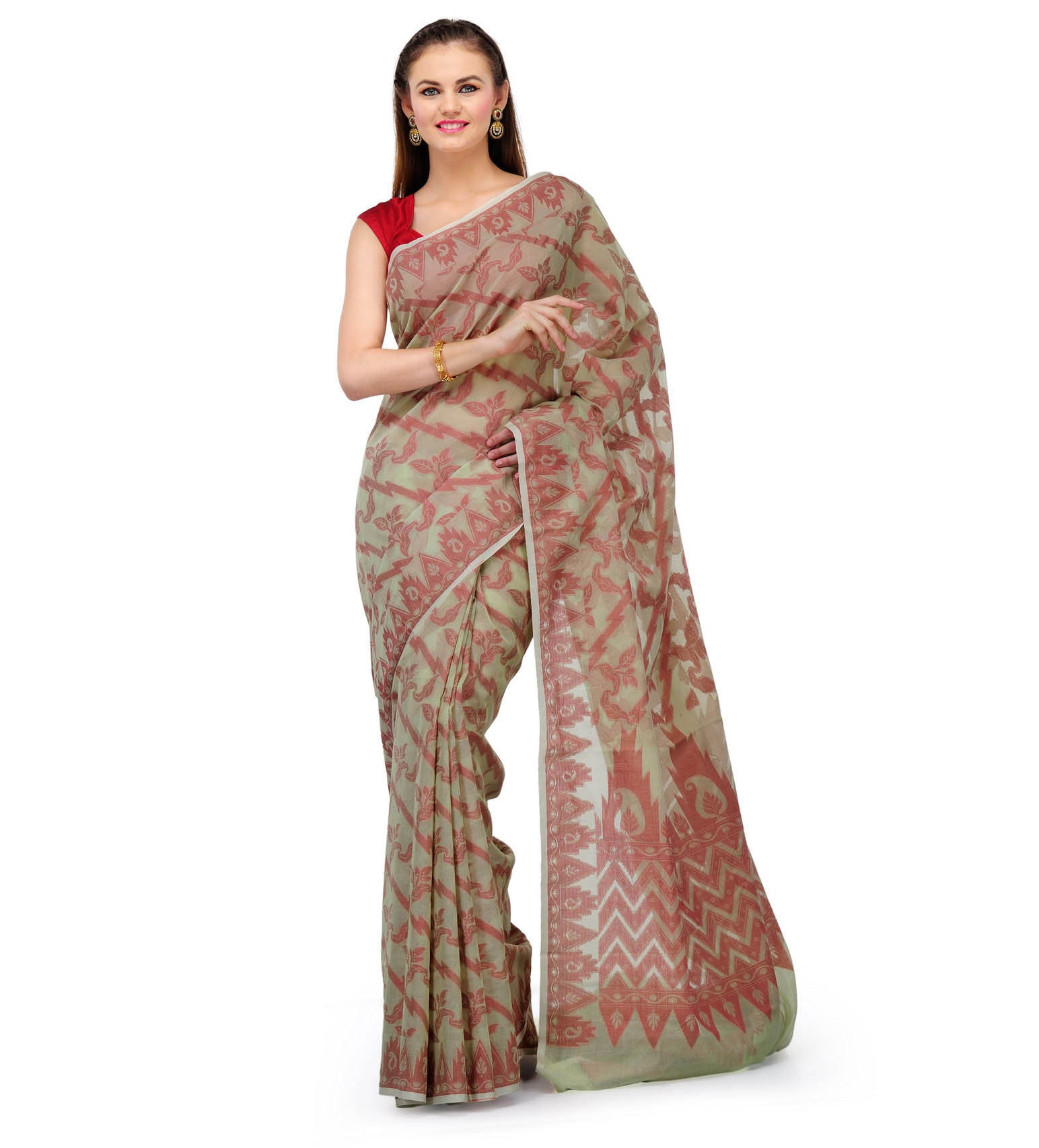 Light Green Supernet Banarasi Saree