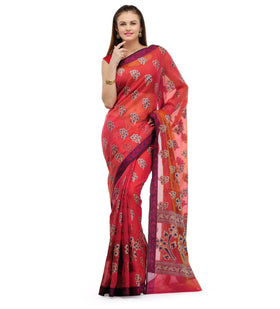 Pink Chanderi Cotton Banarasi Saree