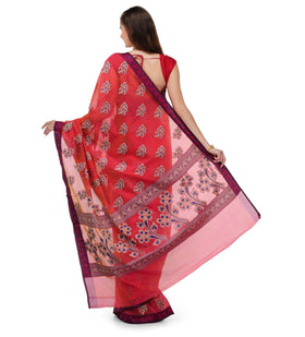 Pink Chanderi Cotton Banarasi Saree