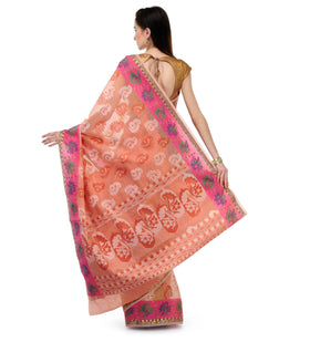 Peach Supernet Banarasi Saree