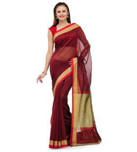 Maroon Supernet Banarasi Saree