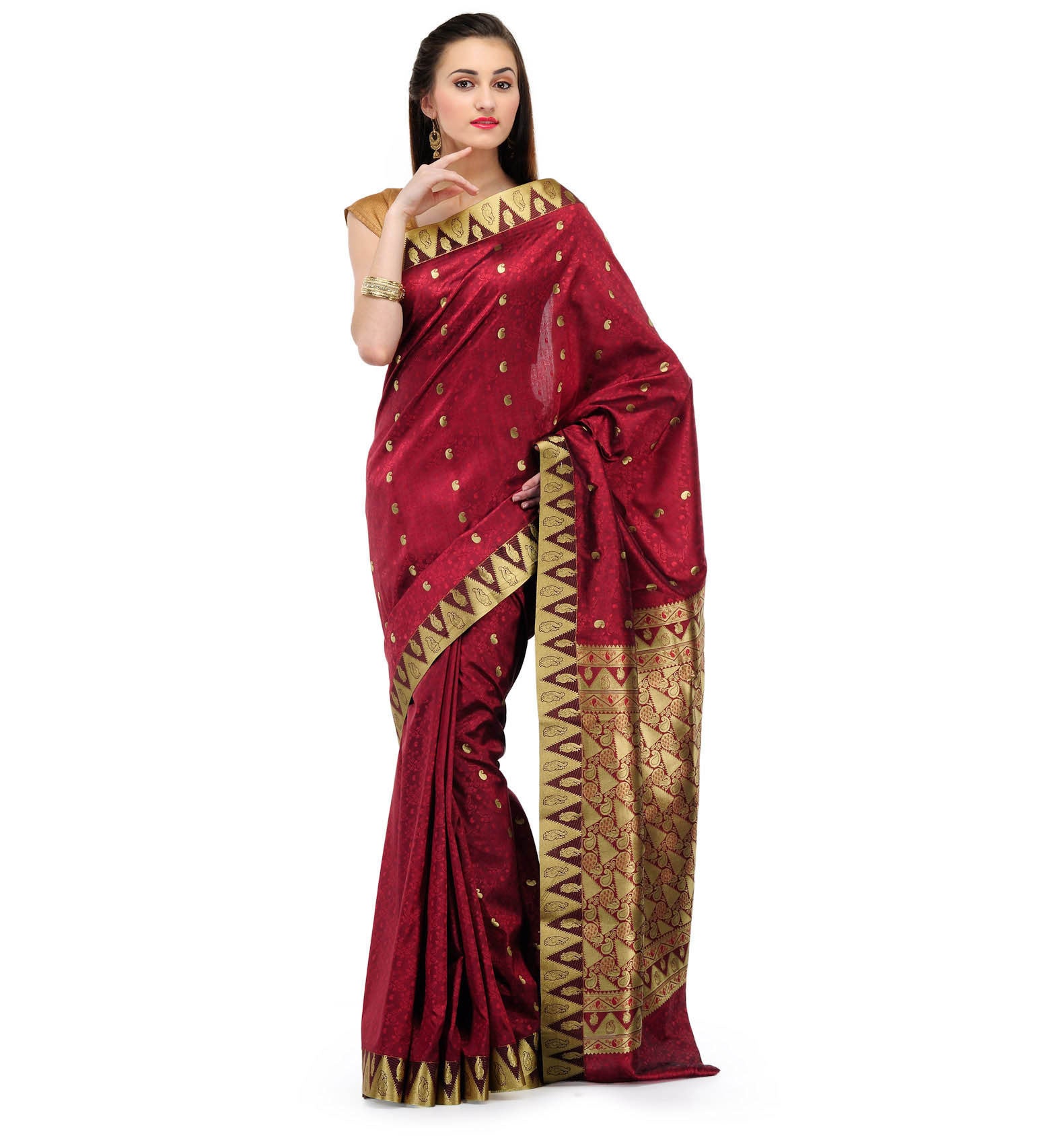 Maroon Art Silk Saree with Rich Zari Pallu