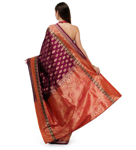 Purple Zari Woven Art Silk Saree