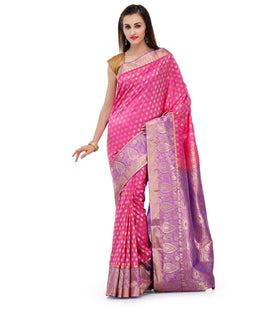 Magenta Zari Woven Art Silk Saree