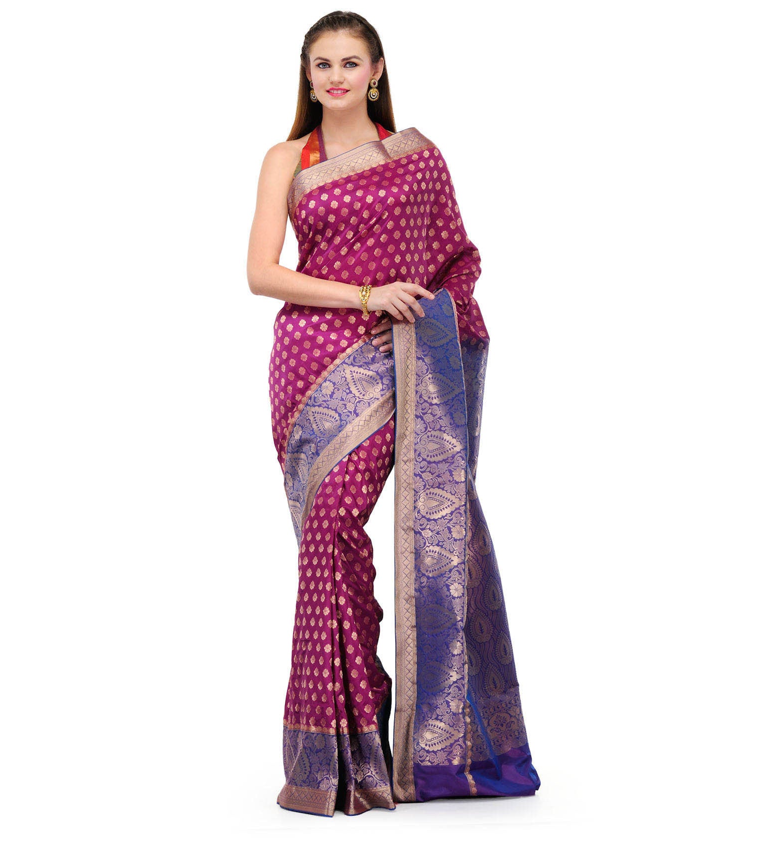 Purple Zari Woven Art Silk Saree