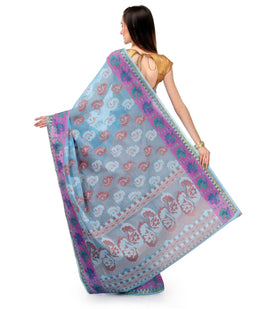 Turquoise Supernet Banarasi Saree