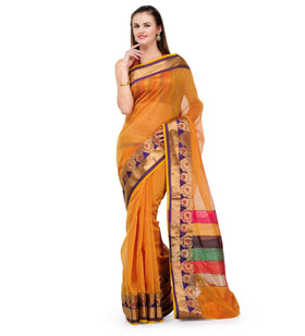 Mustard Supernet Banarasi Saree