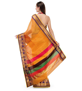 Mustard Supernet Banarasi Saree