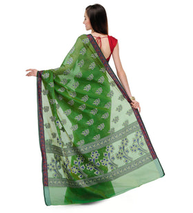 Green Chanderi Cotton Banarasi Saree