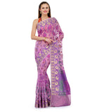 Pink Supernet Banarasi Saree