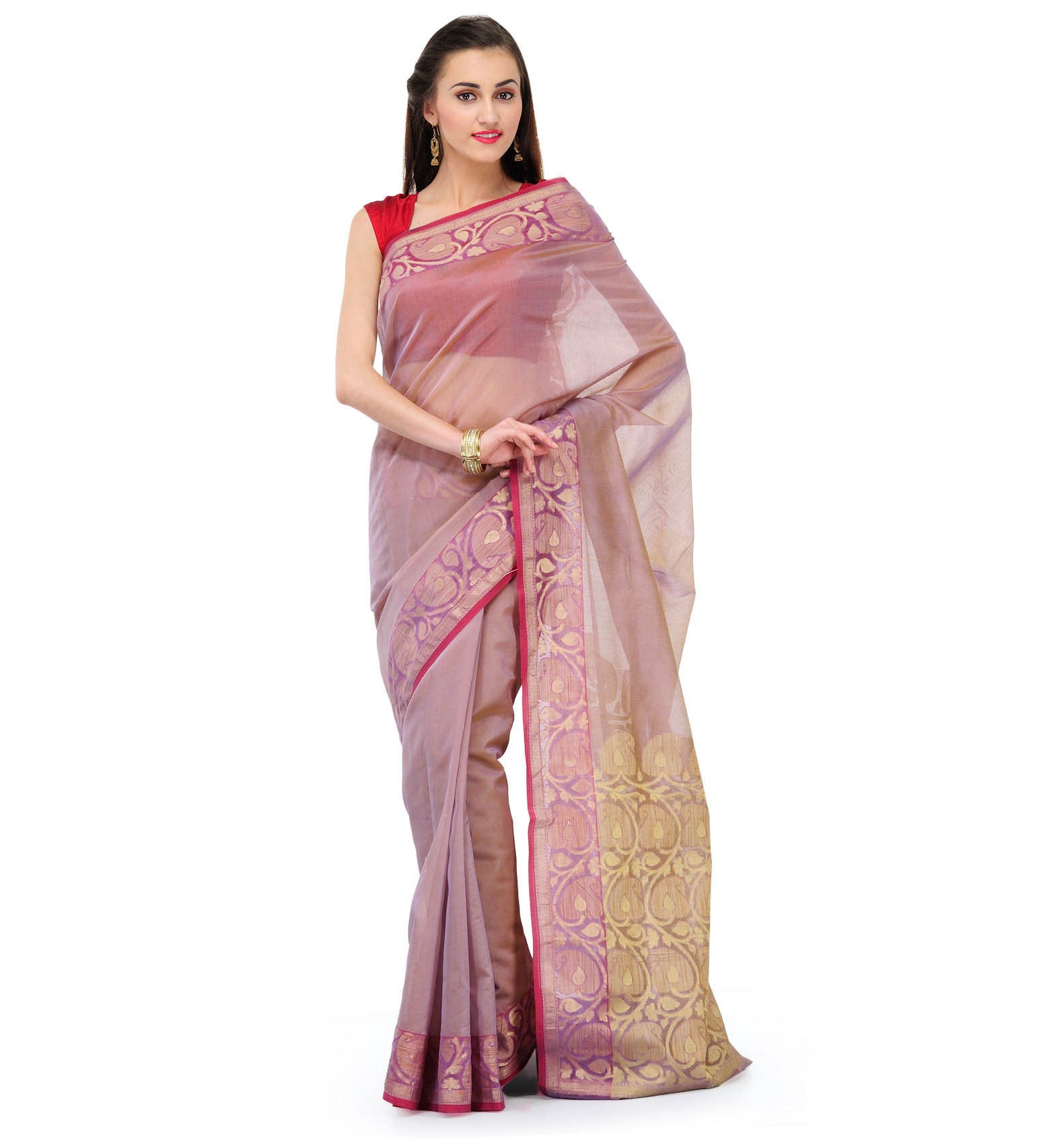 Lilac Supernet Banarasi Saree