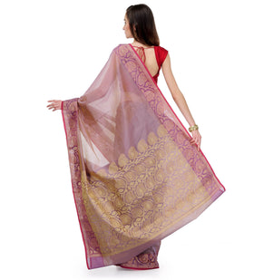 Lilac Supernet Banarasi Saree