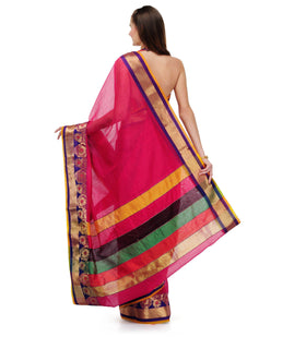 Magenta Supernet Banarasi Saree