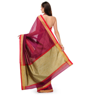 Magenta Supernet Banarasi Saree