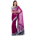 Purple Handloom Khaddi Chiffon Saree