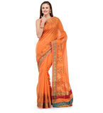 Peach Chanderi Cotton Banarasi Saree