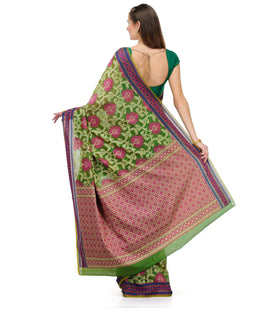 Green Chanderi Cotton Banarasi Saree