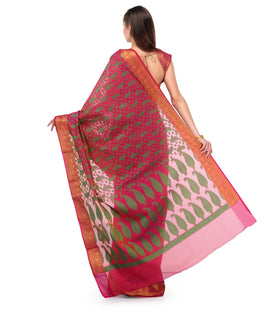 Magenta Chanderi Cotton Banarasi Saree