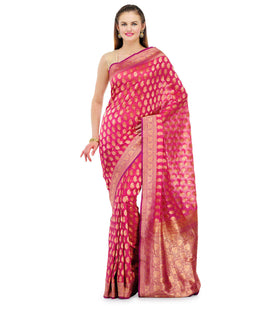 Pink Silk Georgette Upada Saree