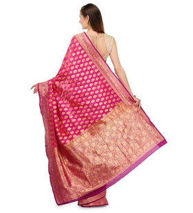 Pink Silk Georgette Upada Saree