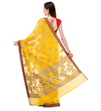 Yellow Chanderi Cotton Banarasi Saree