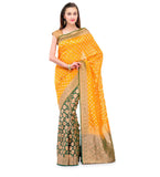 Yellow & Green Silk Georgette Upada Saree