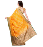 Yellow & Green Silk Georgette Upada Saree