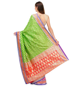 Green & Magenta Katan Silk Saree