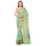 Light Green Chanderi Cotton Banarasi Saree