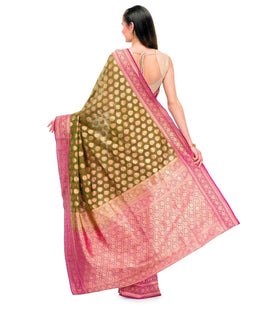 Green & Purple Silk Georgette Upada Saree