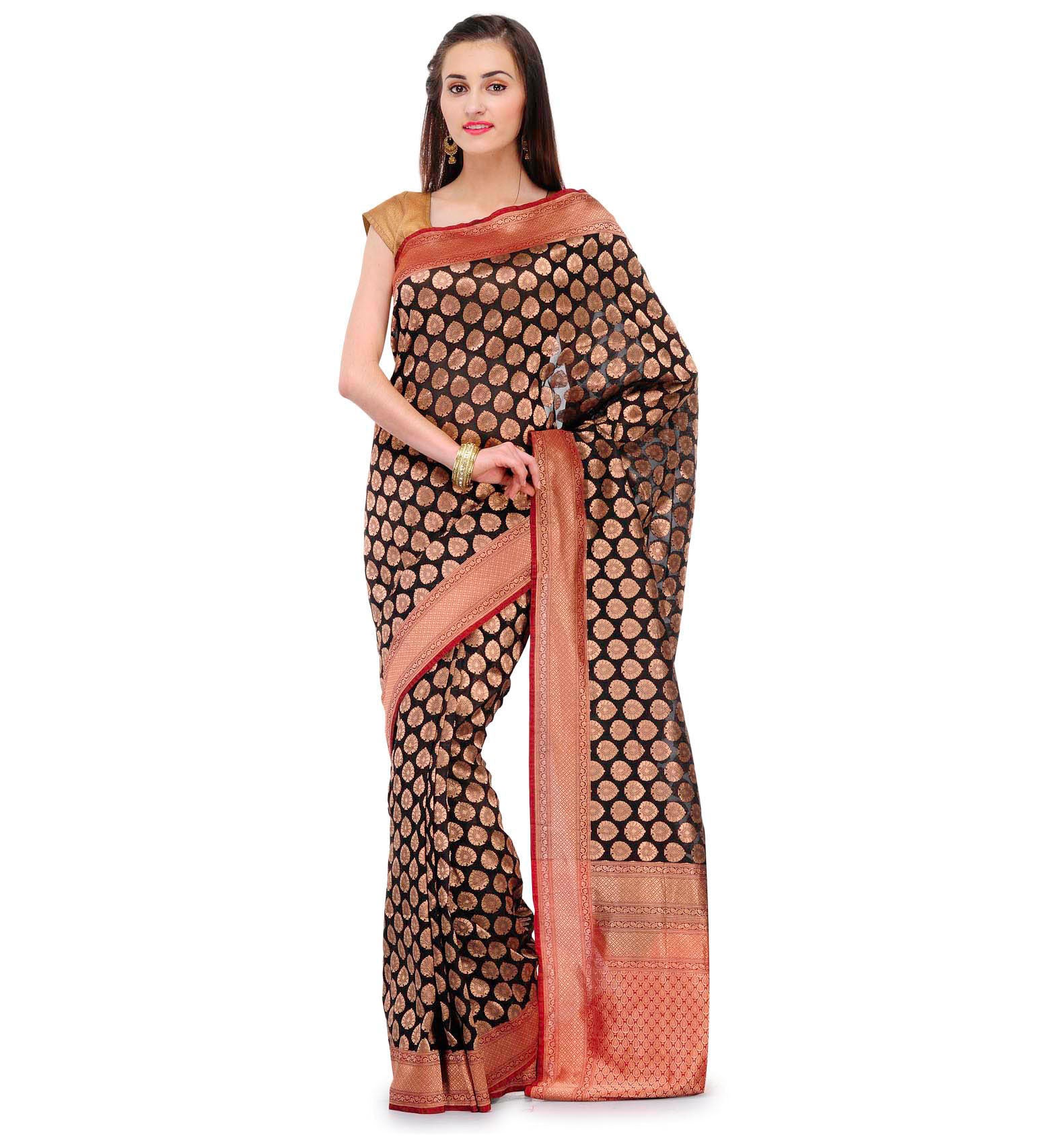 Black Silk Georgette Upada Saree